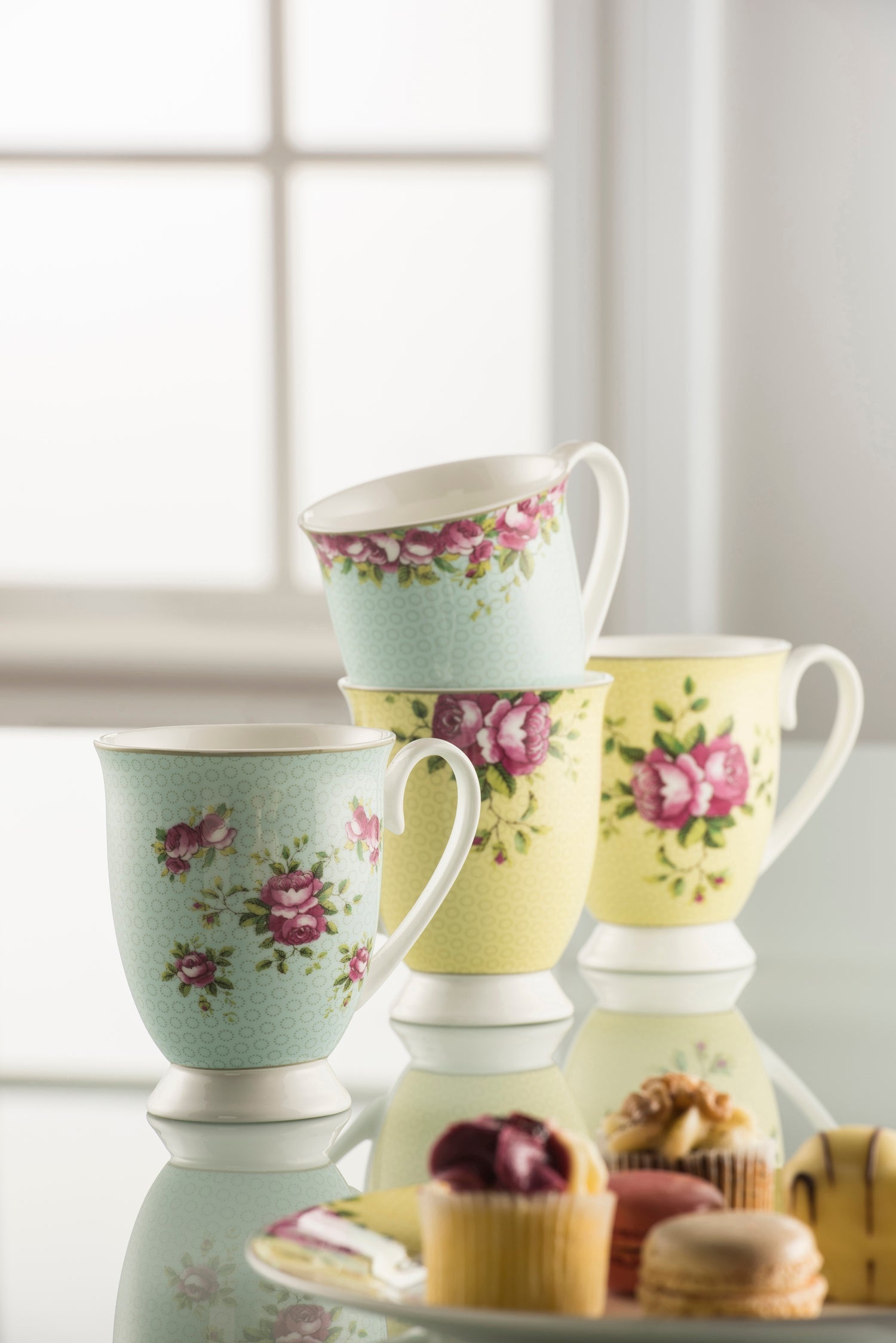 Aynsley Archive Rose Mug Set of 4-Goviers