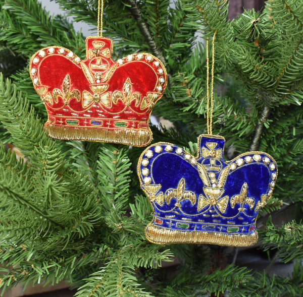 Beaded Blue Crown Ornament - Goviers of Sidmouth