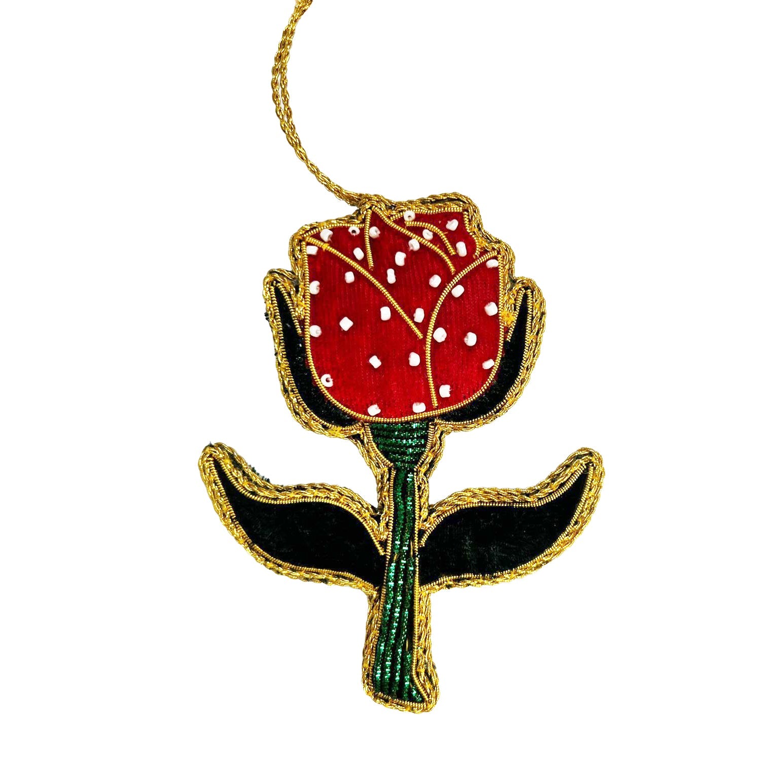 Beaded English Rose Ornament-Goviers