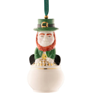 Belleek Leprechaun Pot of Gold Annual Ornament-Christmas-Goviers