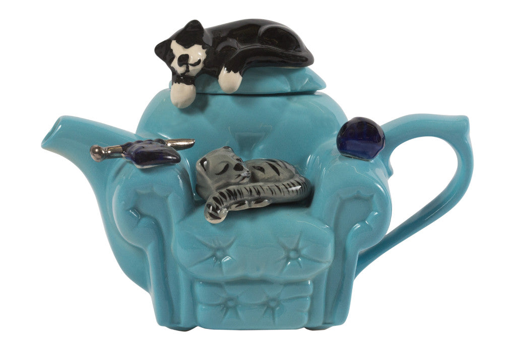 Ceramic Inspirations Cat Armchair Blue 1 Cup Teapot-Goviers