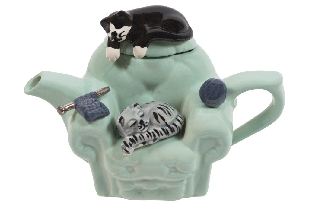 Ceramic Inspirations Cat Armchair Green 1 Cup Teapot-Goviers