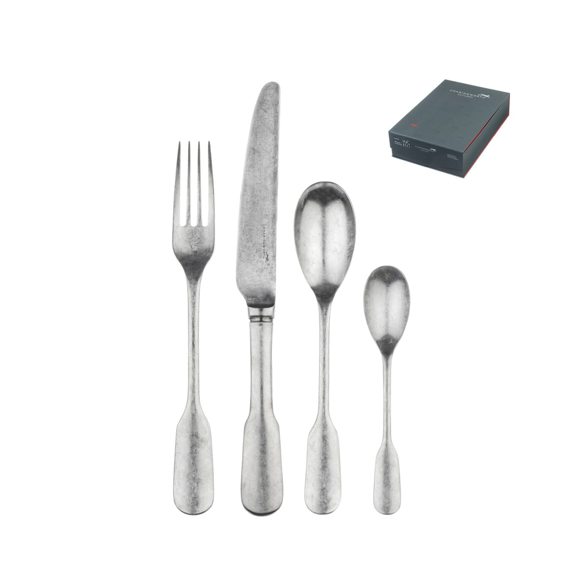 Charingworth Fiddle Vintage Satin 24 Piece Cutlery Set-Goviers