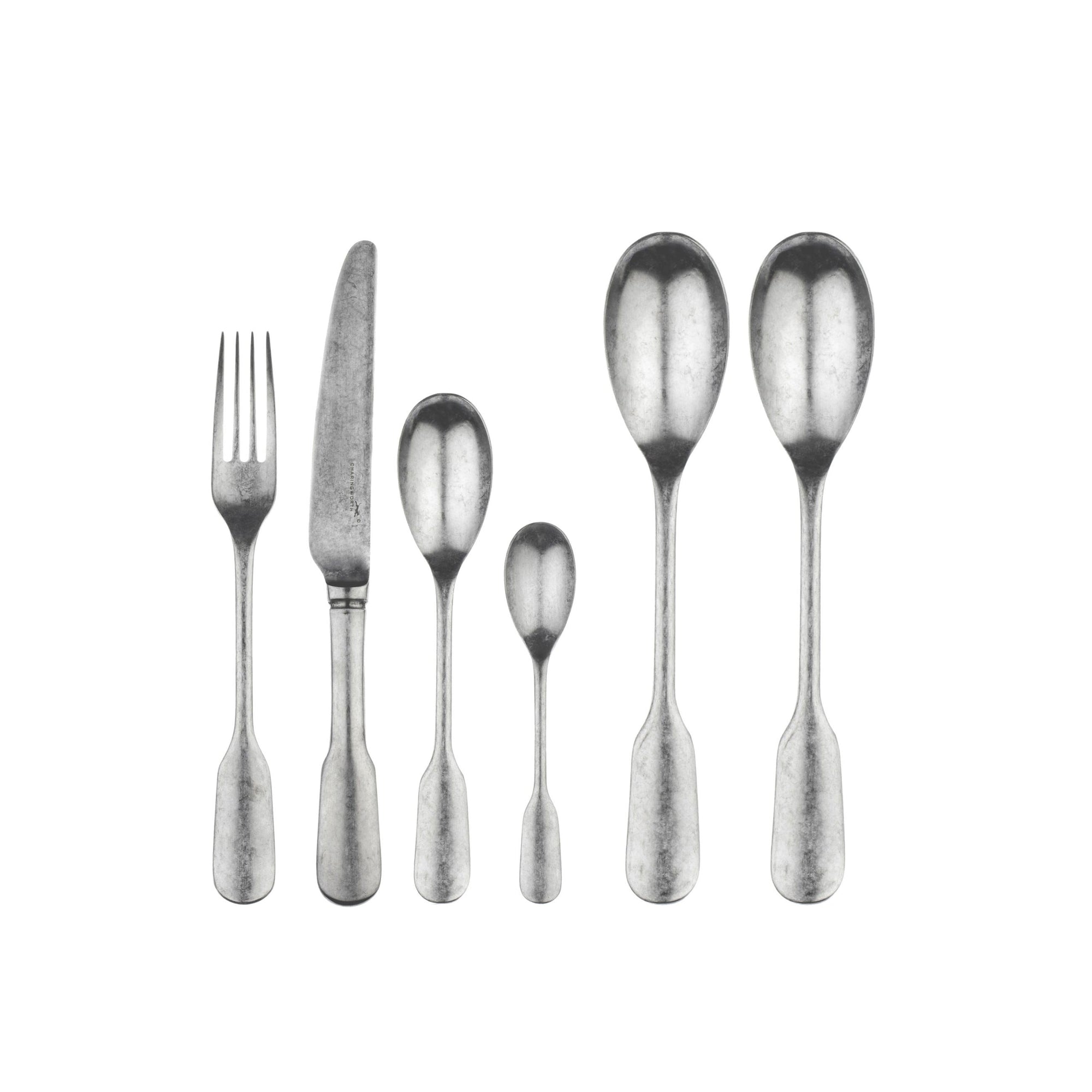 Charingworth Fiddle Vintage Satin 42 Piece Cutlery Set-Goviers