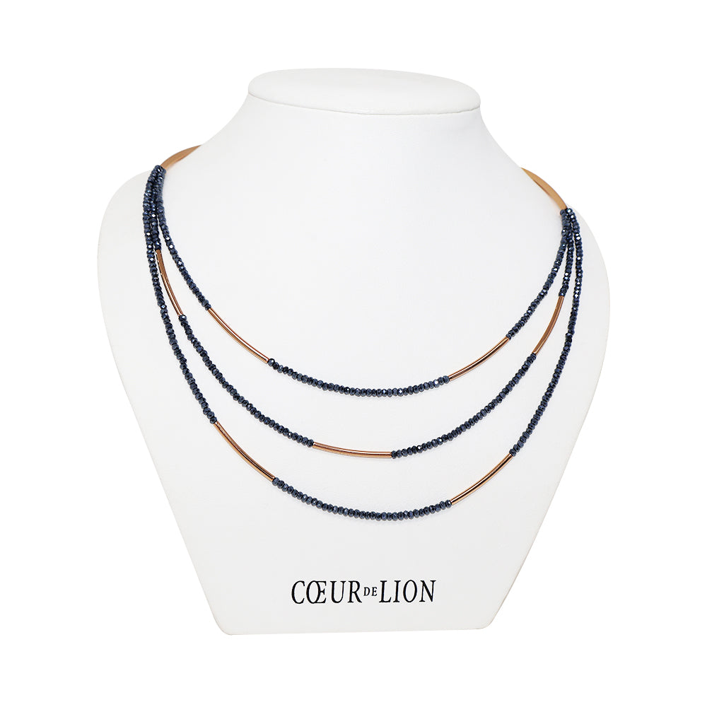 Coeur De Lion Rose Gold Waterfall Necklace Blue-Goviers