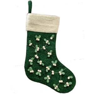 Fiona Walker Mistletoe Stocking Green-Goviers