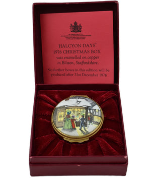 Halcyon Days Christmas 1976 Enamel Box-Enamel Boxes-Goviers