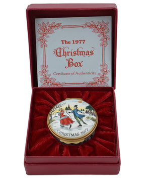 Halcyon Days Christmas 1977 Enamel Box-Enamel Boxes-Goviers