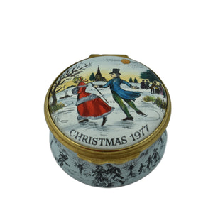 Halcyon Days Christmas 1977 Enamel Box-Enamel Boxes-Goviers