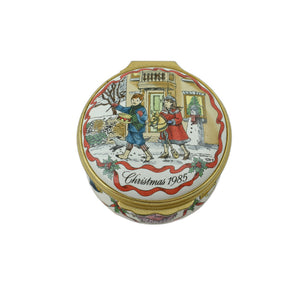 Halcyon Days Christmas 1985 Enamel Box-Enamel Boxes-Goviers
