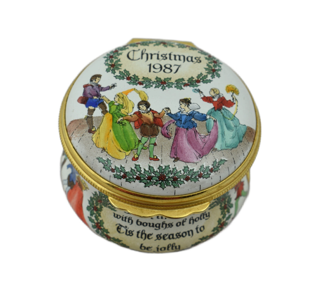 Halcyon Days Christmas 1987 Enamel Box-Enamel Boxes-Goviers