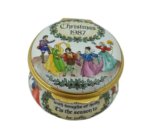 Halcyon Days Christmas 1987 Enamel Box-Enamel Boxes-Goviers