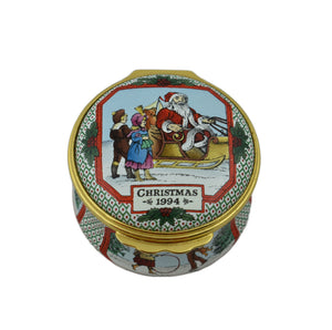 Halcyon Days Christmas 1994 Enamel Box-Enamel Boxes-Goviers