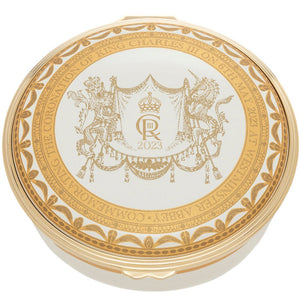 Halcyon Days Coronation Gold Large Round Enamel Box-Goviers