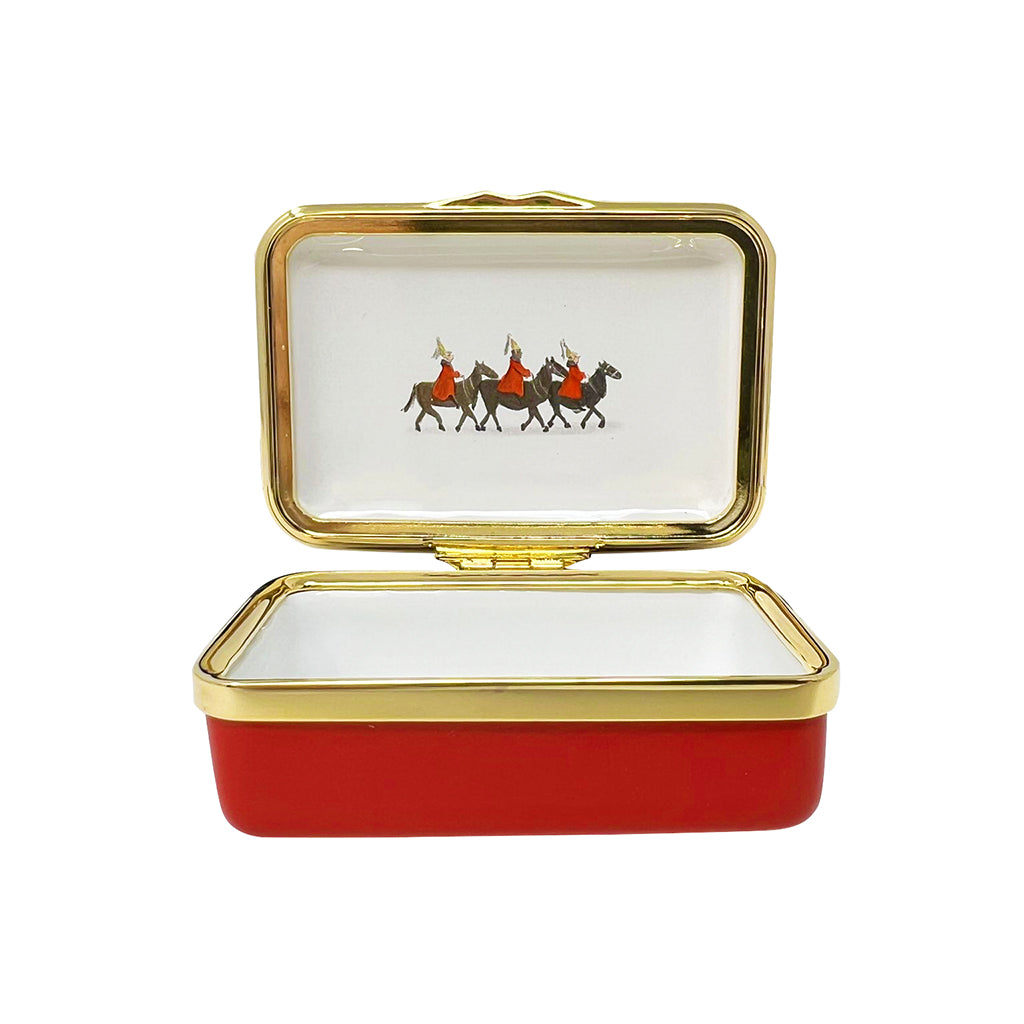 Halcyon Days Life Guards in the Snow Enamel Box-Enamel Boxes-Goviers