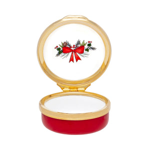 Halcyon Days Merry Christmas Wreath Enamel Box-Enamel Boxes-Goviers