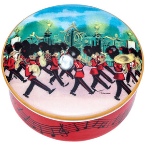 Halcyon Days Round Trinket Box - Marching Down The Mall-Goviers