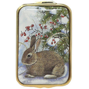 Halcyon Days Woodland Rabbit in the Snow Enamel Box-Enamel Boxes-Goviers