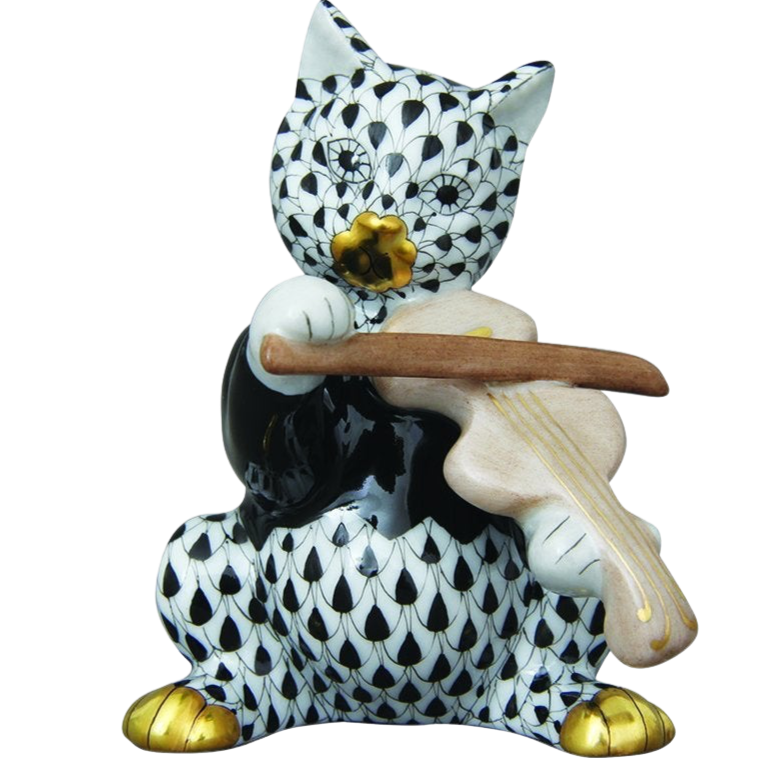 Herend Cat with Violin | VHNM - 1 IN STOCK NOW-Collectables-Goviers