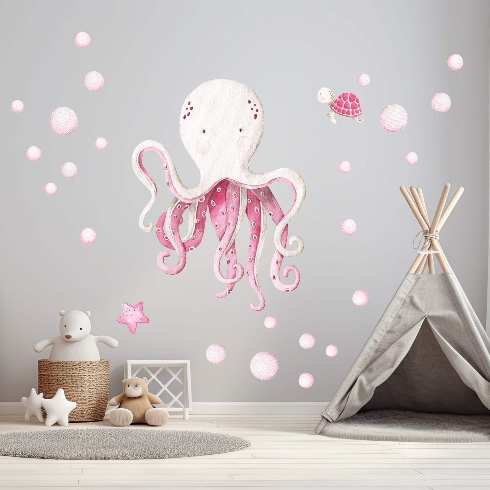 Live Vida Ocean Octopus Wall Art Pink-Goviers