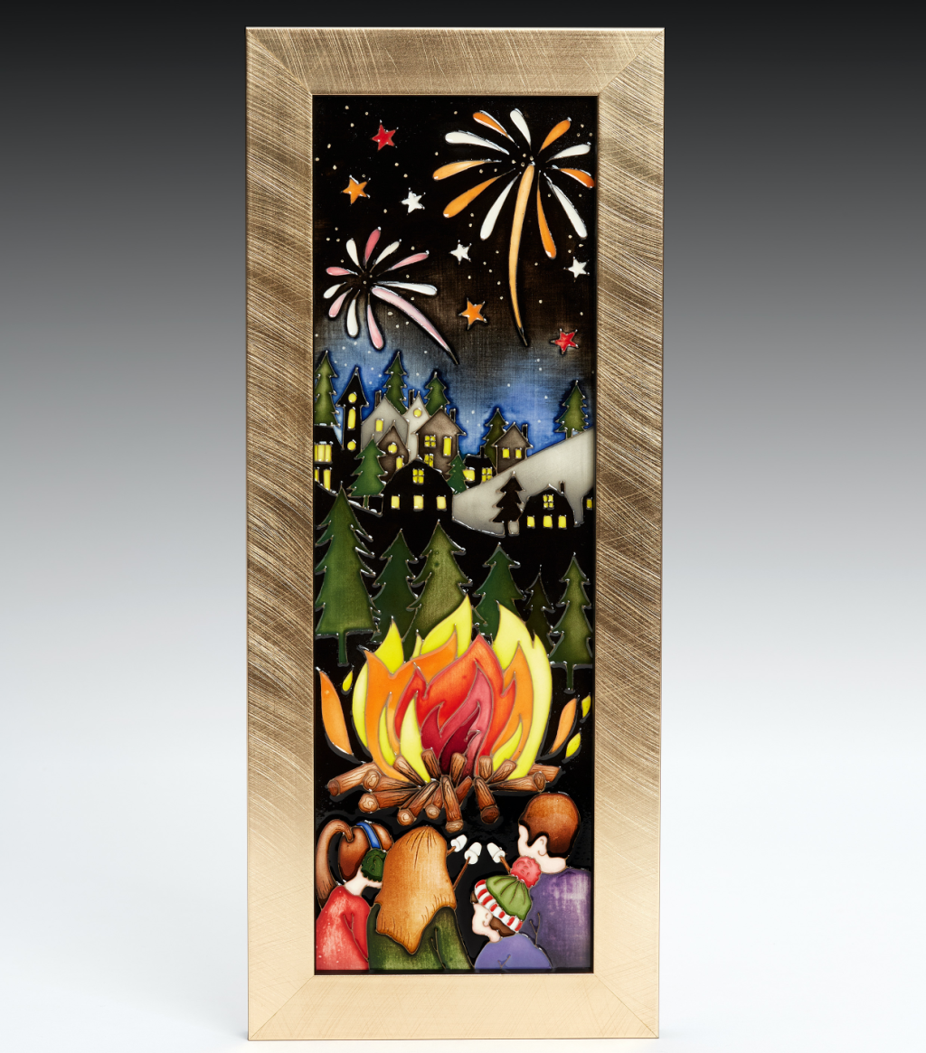 Moorcroft Crackling Fire Plaque-Collectables-Goviers