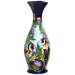 Moorcroft Goldfinches and Spear Thistle Vase-Goviers