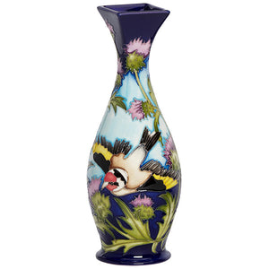 Moorcroft Goldfinches and Spear Thistle Vase-Goviers