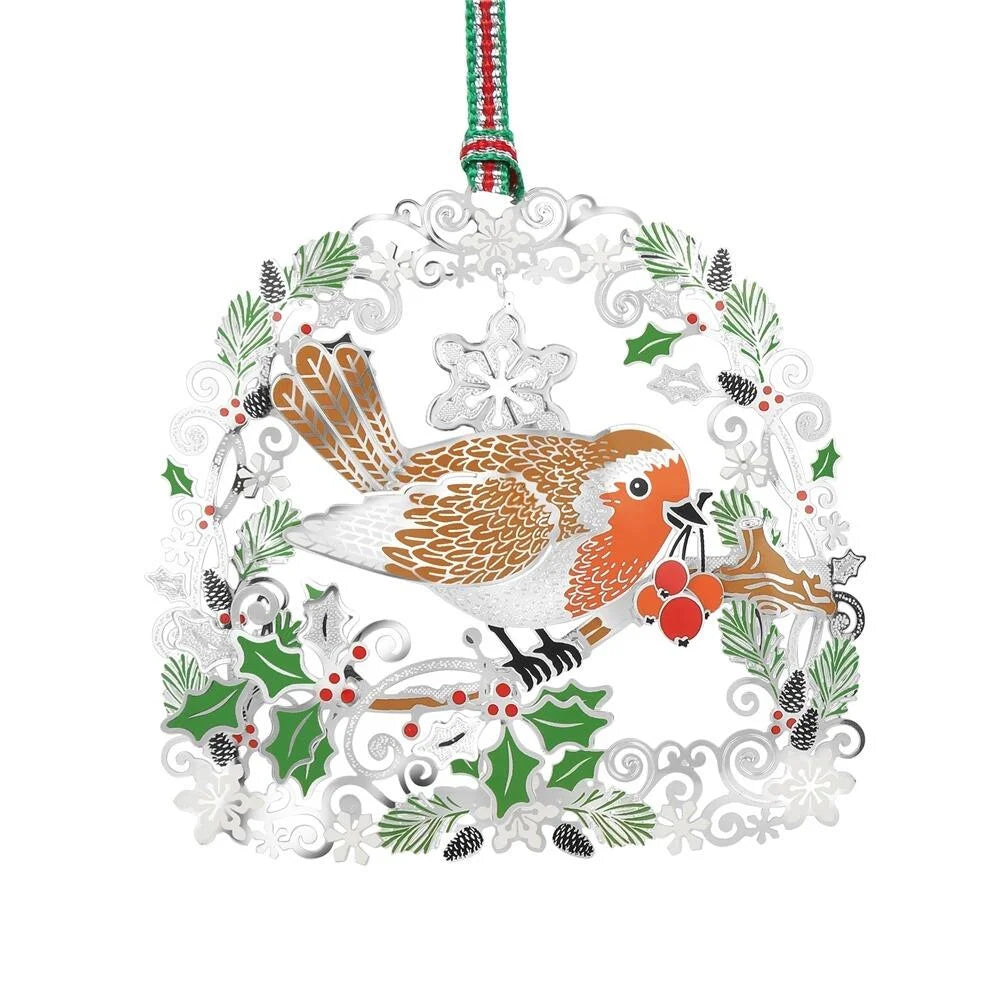 Newbridge Silverware Robin With Berries Christmas Tree Decoration-Goviers