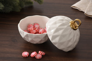 Pampa Bay For The Holidays Large Ornament Bowl Gold Trim-Goviers