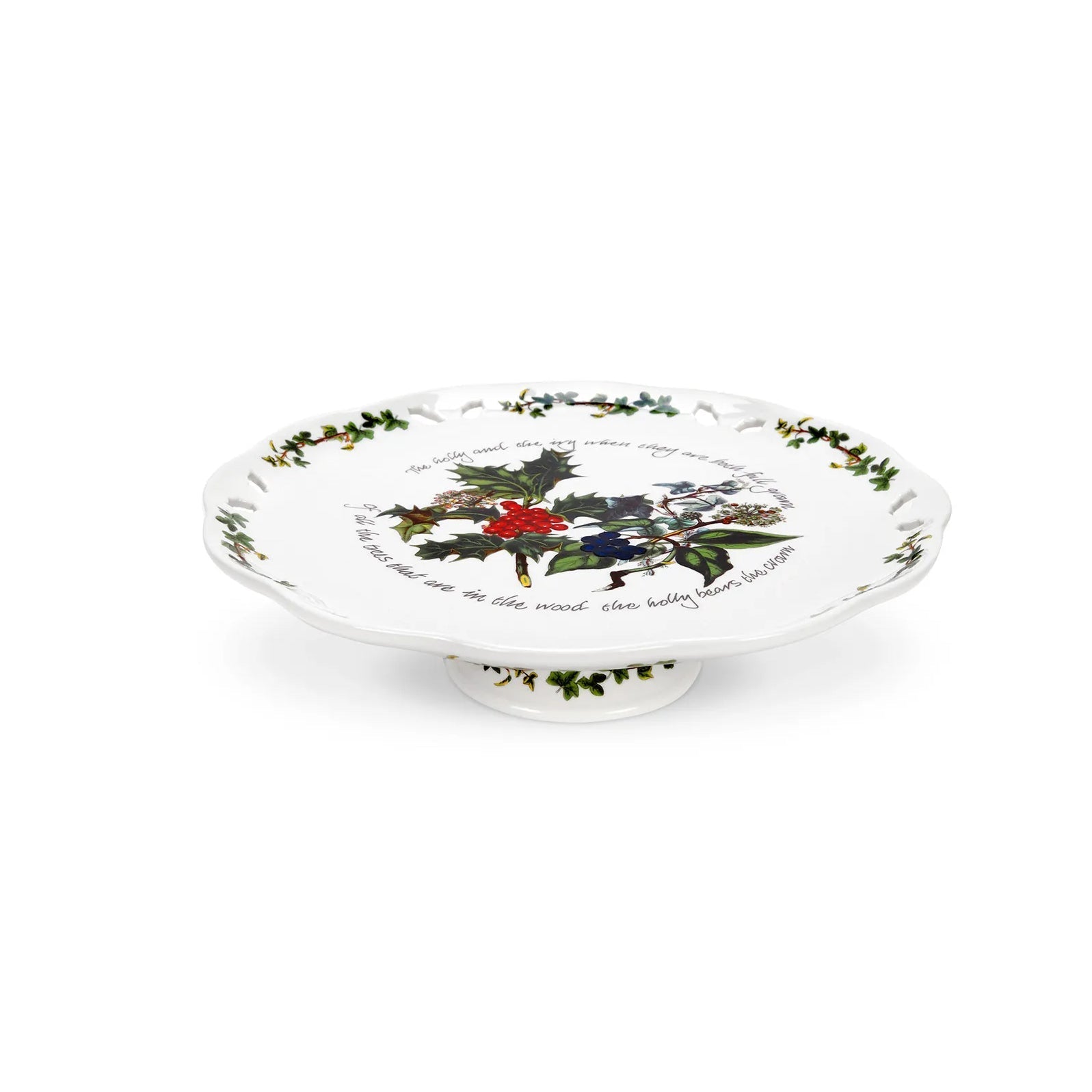 Portmeirion Holly and Ivy Footed Cake Plate-Goviers