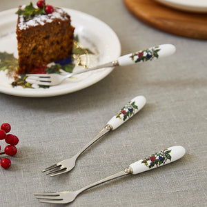 Portmeirion Holly and Ivy Set of 6 Pastry Forks-Goviers