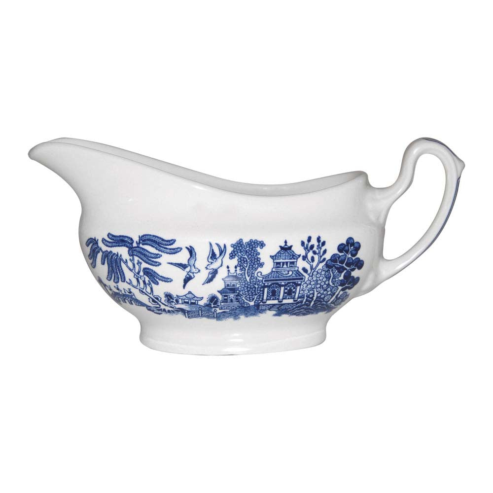 Queens Blue Willow Gravy Boat-Goviers