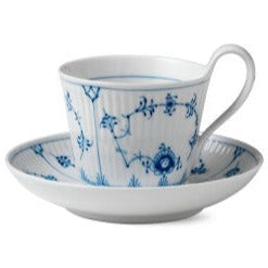 Royal Copenhagen Blue Fluted Plain Cup & Saucer - High Handled - Tea-Goviers