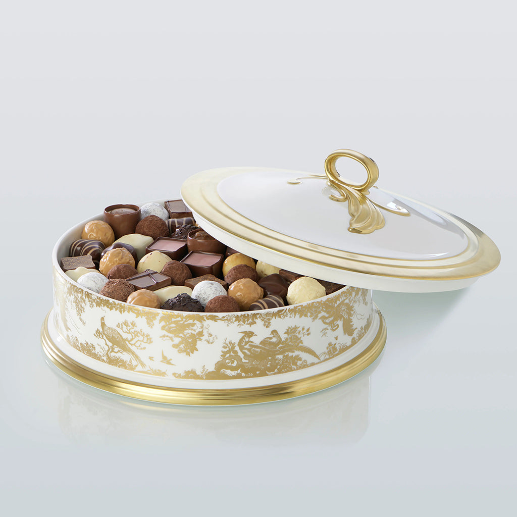 Royal Crown Derby Aves Gold Chocolate Box New-Paperweights-Goviers