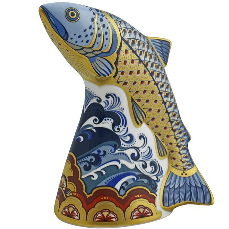 Royal Crown Derby Leaping Salmon-Paperweights-Goviers