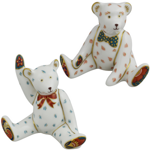 Royal Crown Derby Mini Teddy Bears James and Emma-Paperweights-Goviers