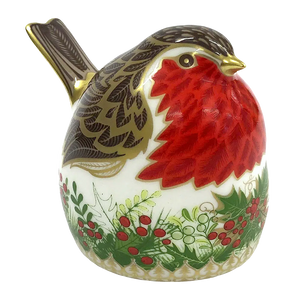 Royal Crown Derby The Christmas Wreath Robin-Paperweights-Goviers