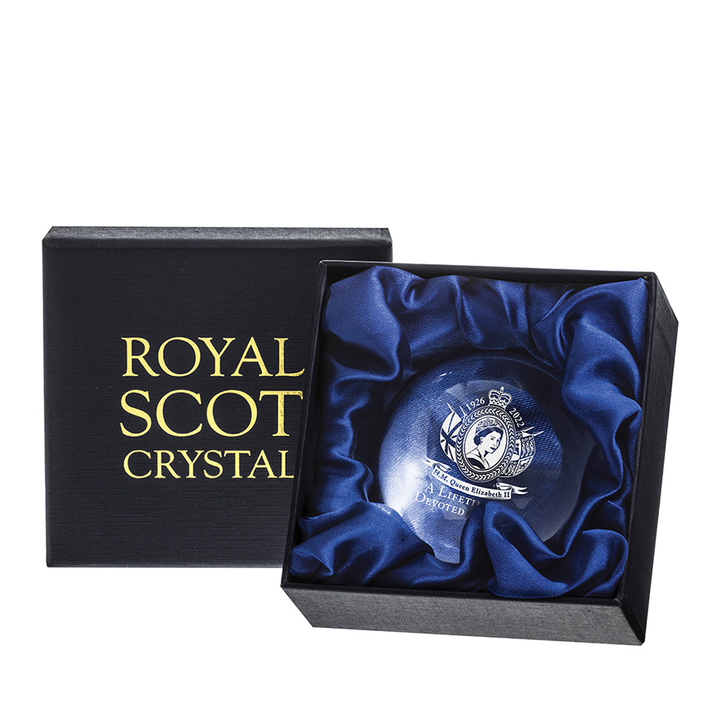 Royal Scot Crystal A Lifetime of Devoted Service Paperweight-Royal Commemorative-Goviers