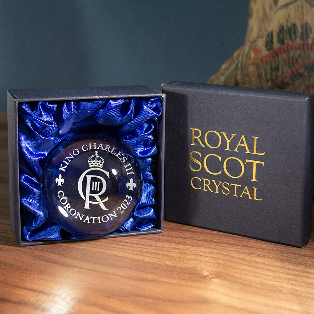 Royal Scot Crystal Coronation Paperweight-Royal Commemorative-Goviers