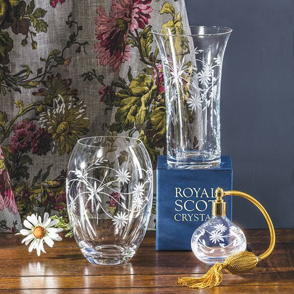 Royal Scot Crystal Daisy Gold Round Perfume Atomiser-Crystal-Goviers