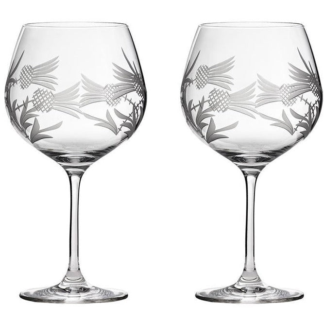 Royal Scot Crystal Flower of Scotland G & T Copa Glass Set of 2-Home & Garden > Kitchen & Dining > Tableware > Drinkware-Goviers