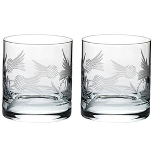 Royal Scot Crystal Flower of Scotland Set of 2 Tumblers-Goviers