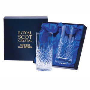 Royal Scot Crystal Highland Box 2 Tall Hiball Tumblers-Goviers