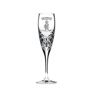 Royal Scot Crystal King Charles III A Memorable Year Pair of Champagne Flutes-Goviers