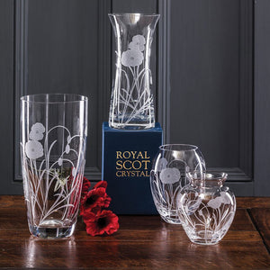 Royal Scot Crystal Poppy Field Large Flared Vase 10,5"-Home & Garden > Kitchen & Dining > Tableware > Drinkware-Goviers