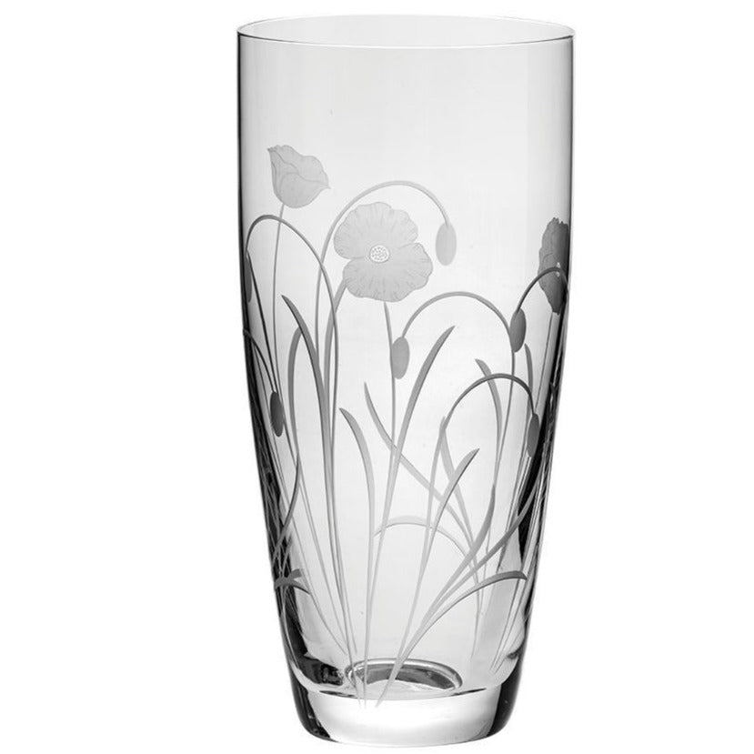 Royal Scot Crystal Poppy Field Tall Vase 10"-Home & Garden > Kitchen & Dining > Tableware > Drinkware-Goviers