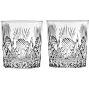 Royal Scot Crystal Scottish Thistle Pair of Large Tumblers-Goviers