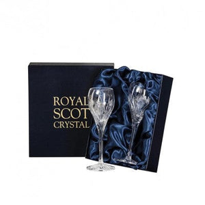 Royal Scot Crystal Scottish Thistle Set of 2 Port / Sherry Glasses-Goviers