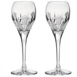 Royal Scot Crystal Scottish Thistle Set of 2 Port / Sherry Glasses-Goviers