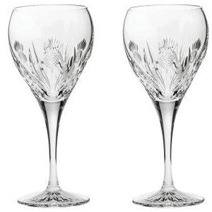 Royal Scot Crystal Scottish Thistle Wine Glasses Set of 2-Goviers